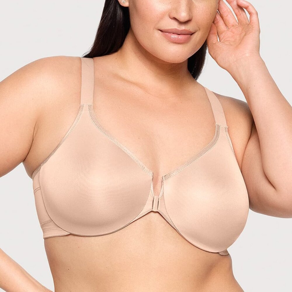 Glamorise Front-Closure Posture Back Bra 38g Wonderwire T-Back Racerback Smooth